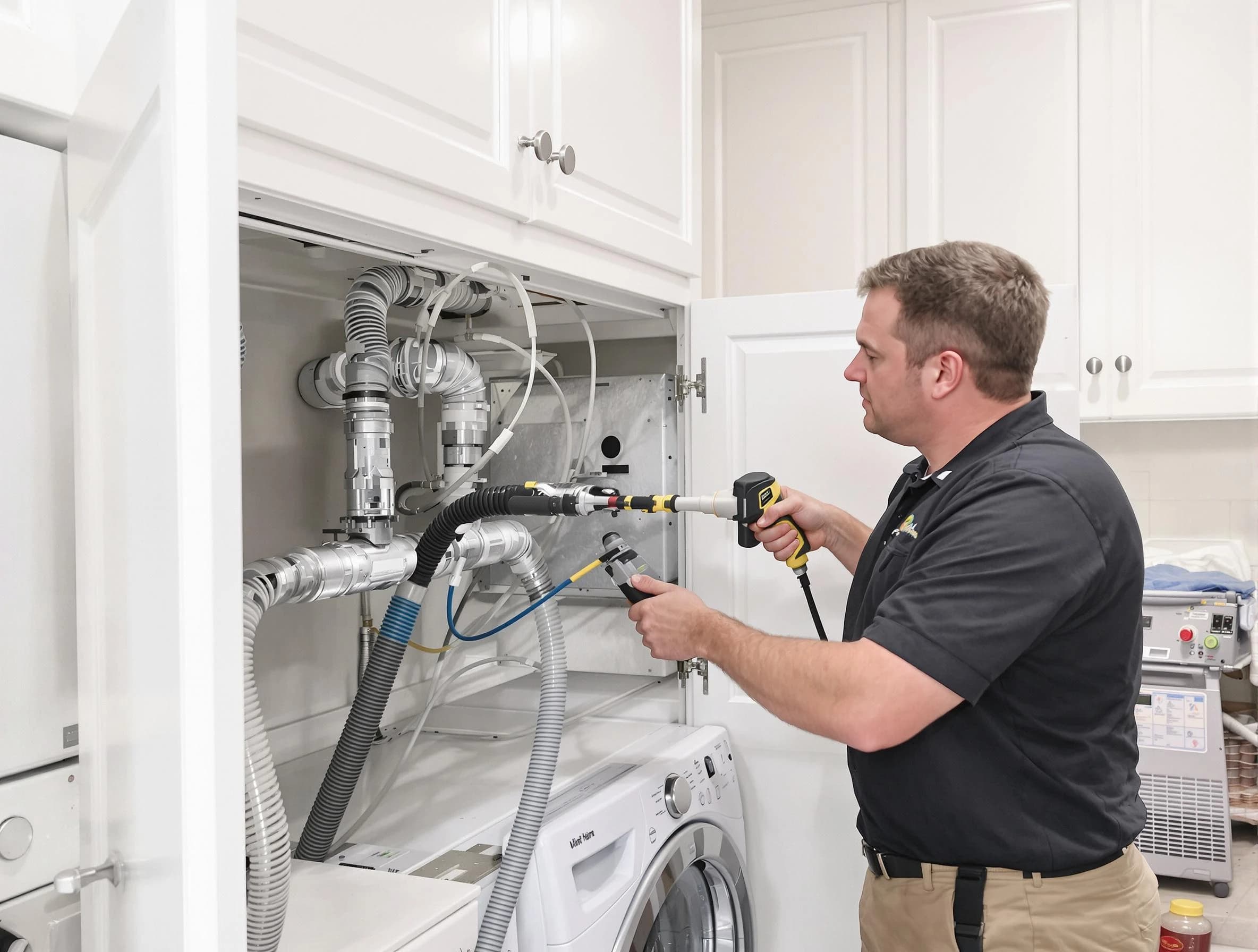 Moody Dryer Vent Cleaning professional removing severe blockage from a clogged dryer vent in Moody