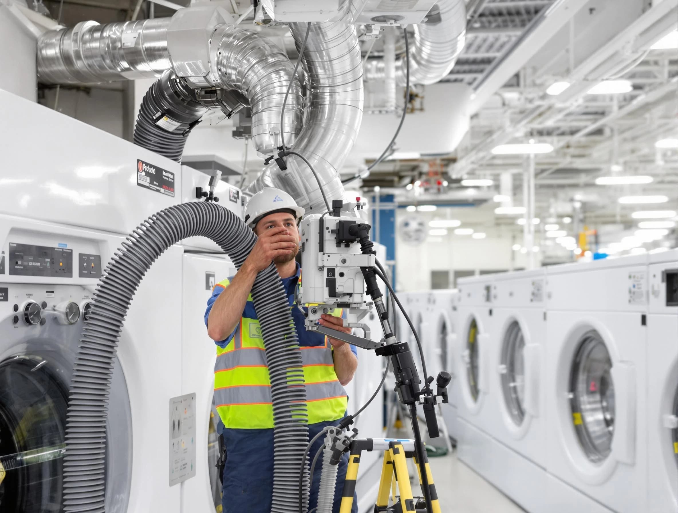 Moody Dryer Vent Cleaning team performing commercial-grade dryer vent cleaning at a business facility in Moody