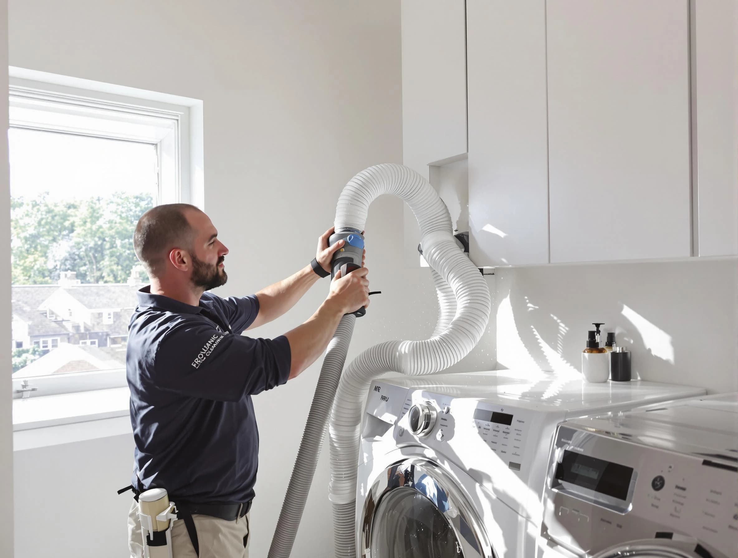 Certified Moody Dryer Vent Cleaning technician performing dryer vent cleaning in Moody