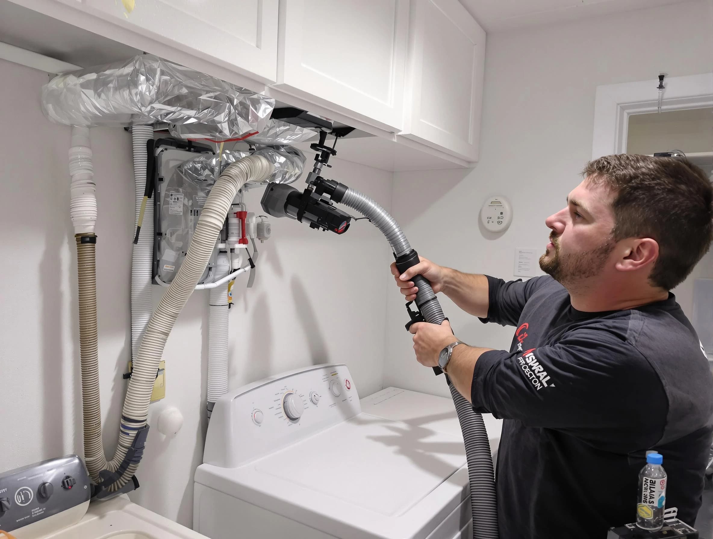 Moody Dryer Vent Cleaning certified technician performing safety-focused gas dryer vent cleaning in Moody