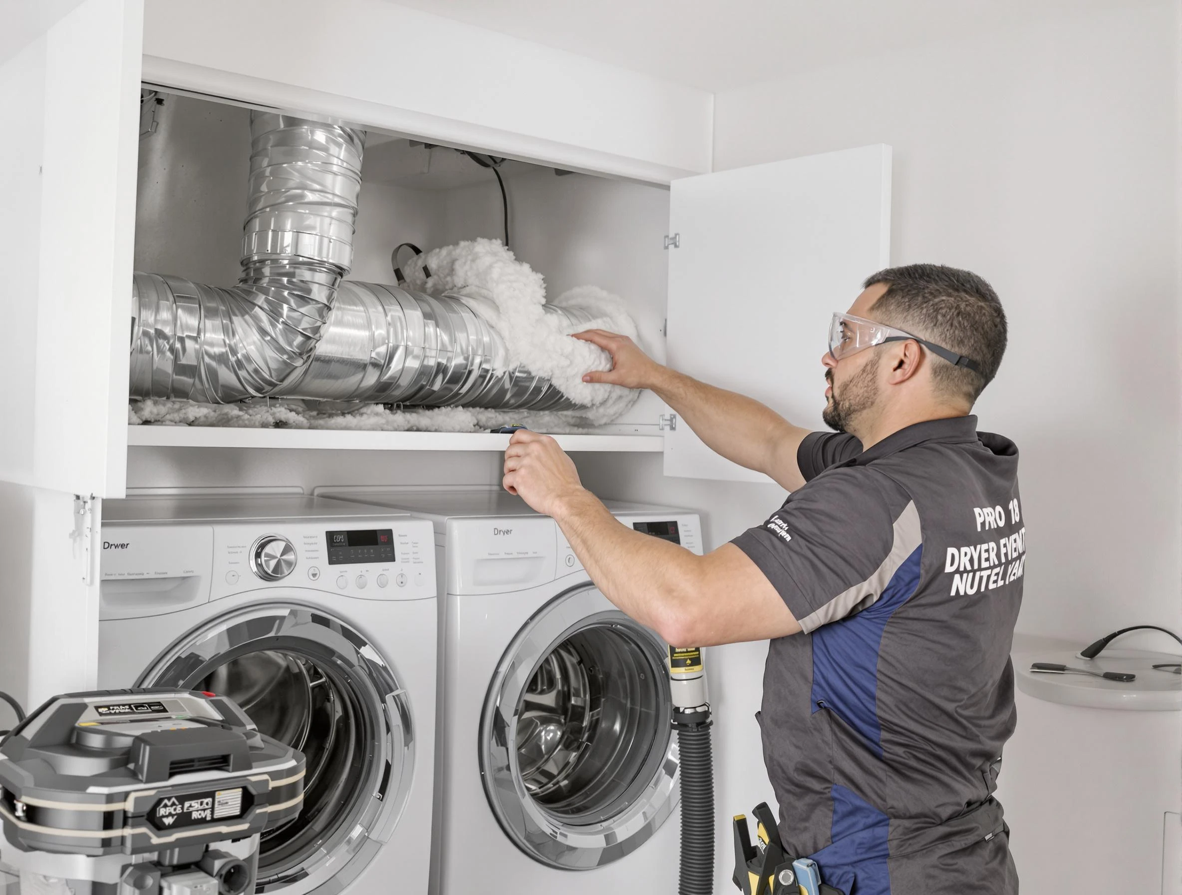 Moody Dryer Vent Cleaning certified technician performing specialized gas dryer vent cleaning in Moody